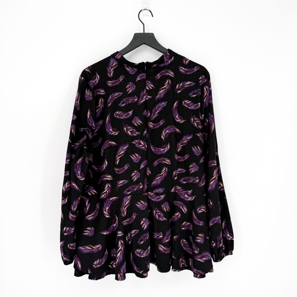 Lane Bryant Feather Print Lace Up Peplum Blouse Size 20 - Picture 5 of 7